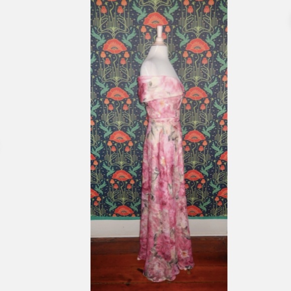 Xscape Pink Floral Off The Shoulder Formal Ball Gown Dress Nwt - Picture 6 of 7